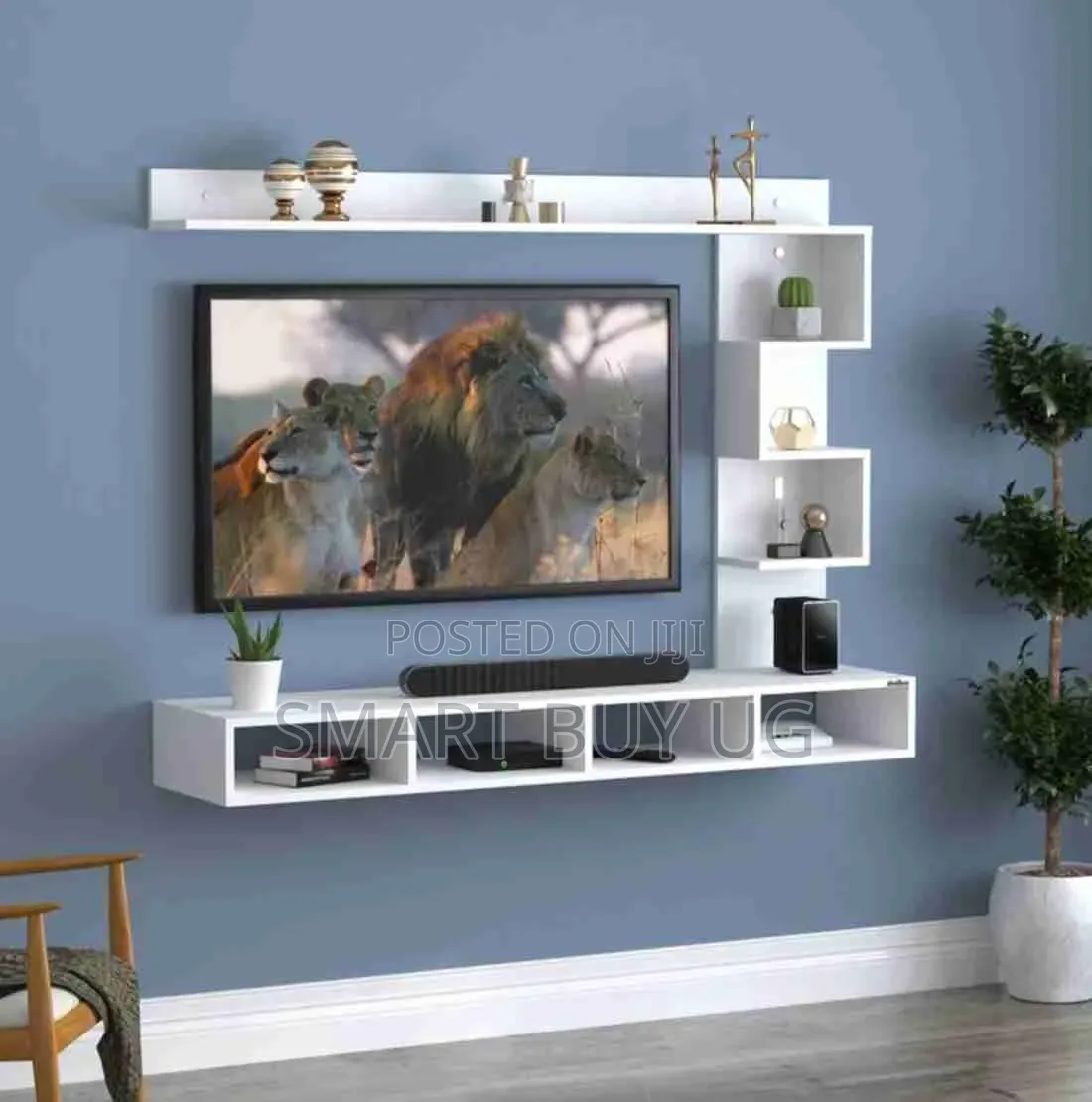 White Tvstand 1.5m TV Stands Floating With Shelves