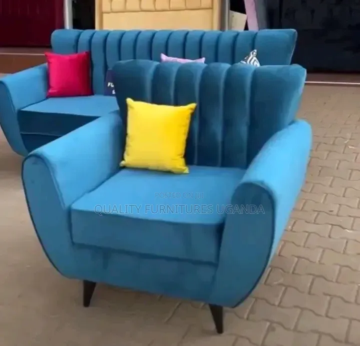 4 Seater Navy Blue Butterfly Sofa Set