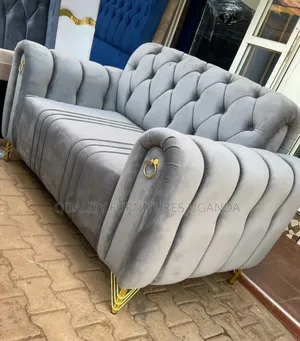 2 Seater Gray Chesterfield Sofa