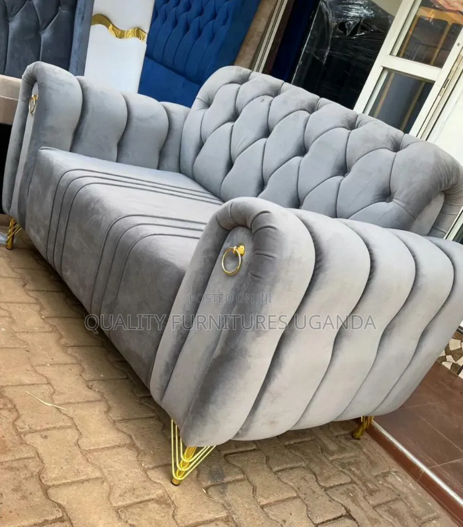 2 Seater Gray Chesterfield Sofa