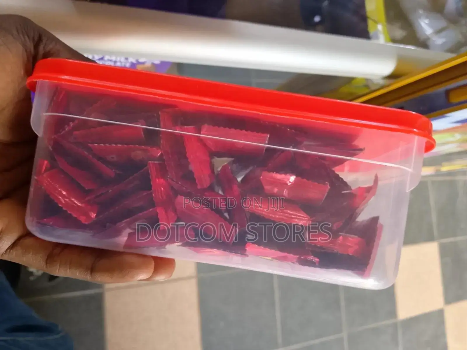 Red/Purple Plastic Tub of Ambic Nutty Bar Chocolate (Nuts & Chocolate)