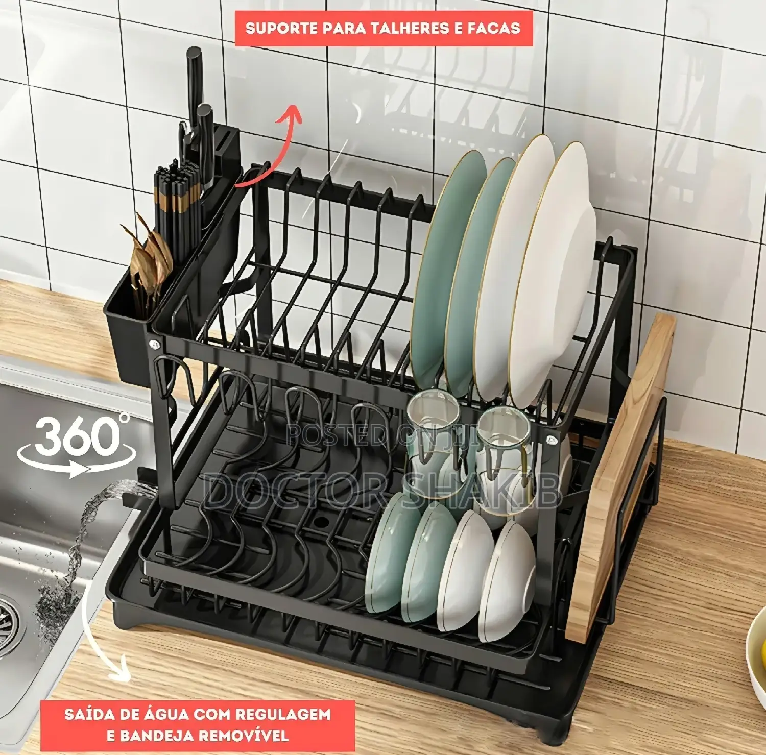 2-Tier Multifunctional Bowl and Dish Drying Rack