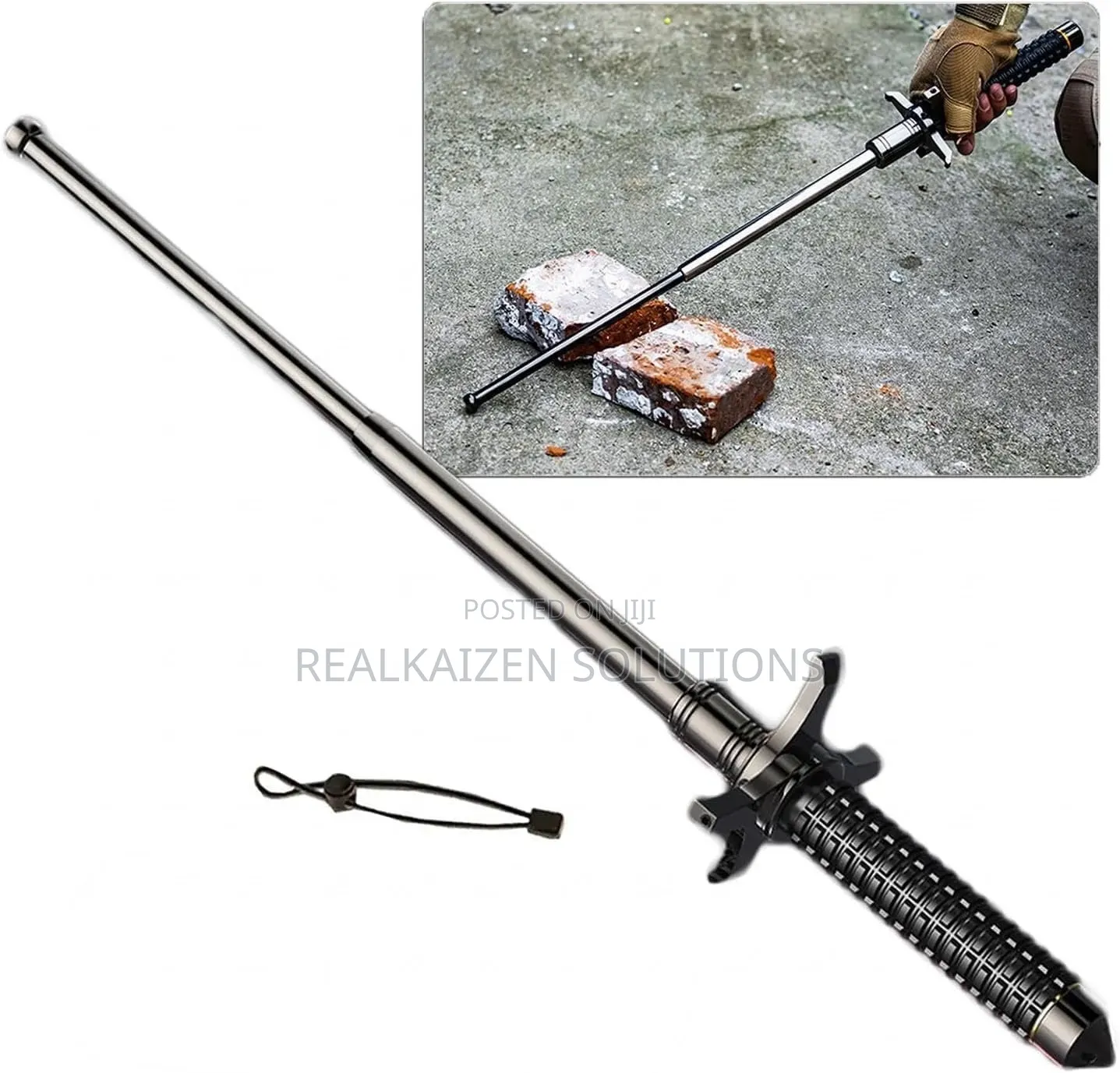 Telescopic Stick With Glass Breaker | Durable Metal Emergency Baton