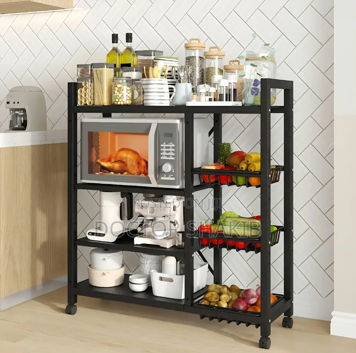 Adjustable 4-Tier Kitchen Shelves, Vegetable Storage Rack