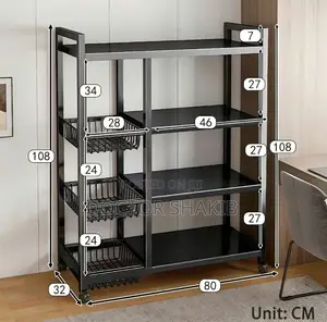 Adjustable 4-Tier Kitchen Shelves, Vegetable Storage Rack
