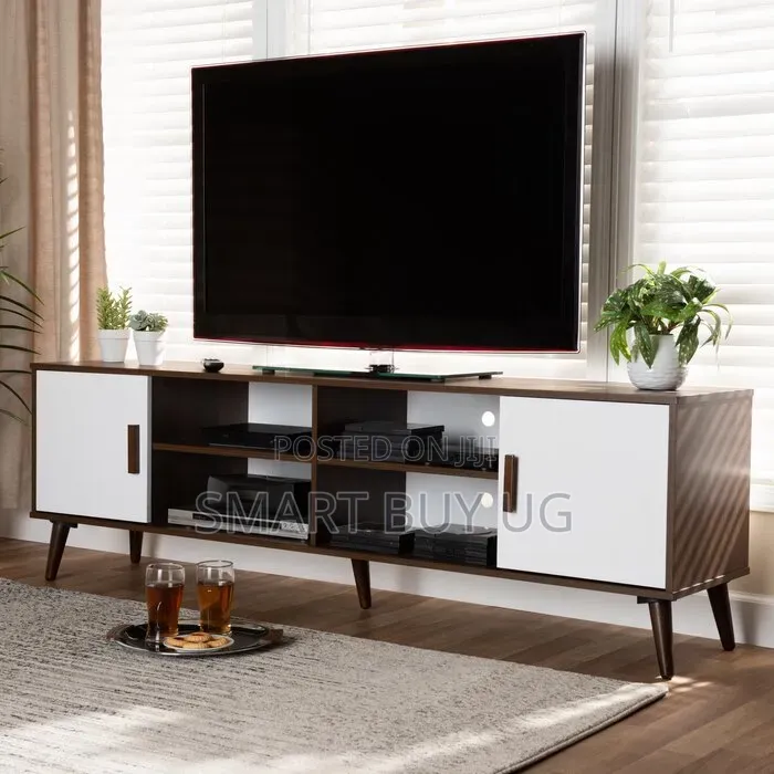 Simple Tvstand 6ft White TV Stand Unit Storage Brown
