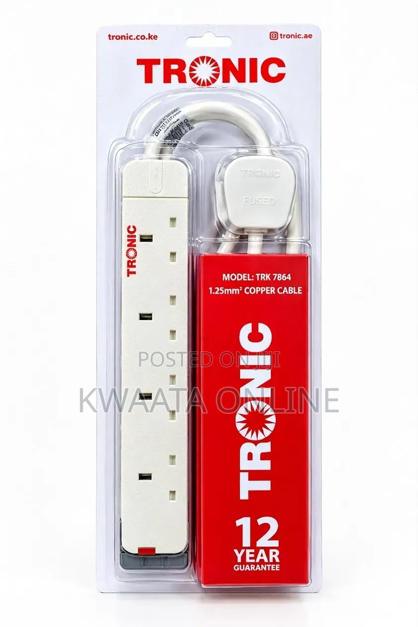 TRONIC 4-Way Universal Extension Socket With 1.25mm2 Pure Copper Cable