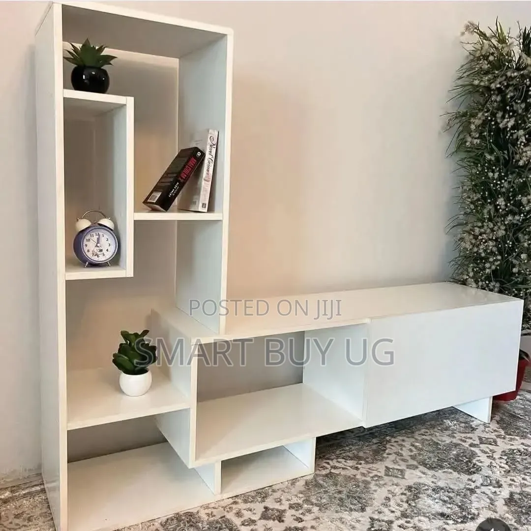 White Tvstand 5ft Wooden TV Stand Unit With Shelves White