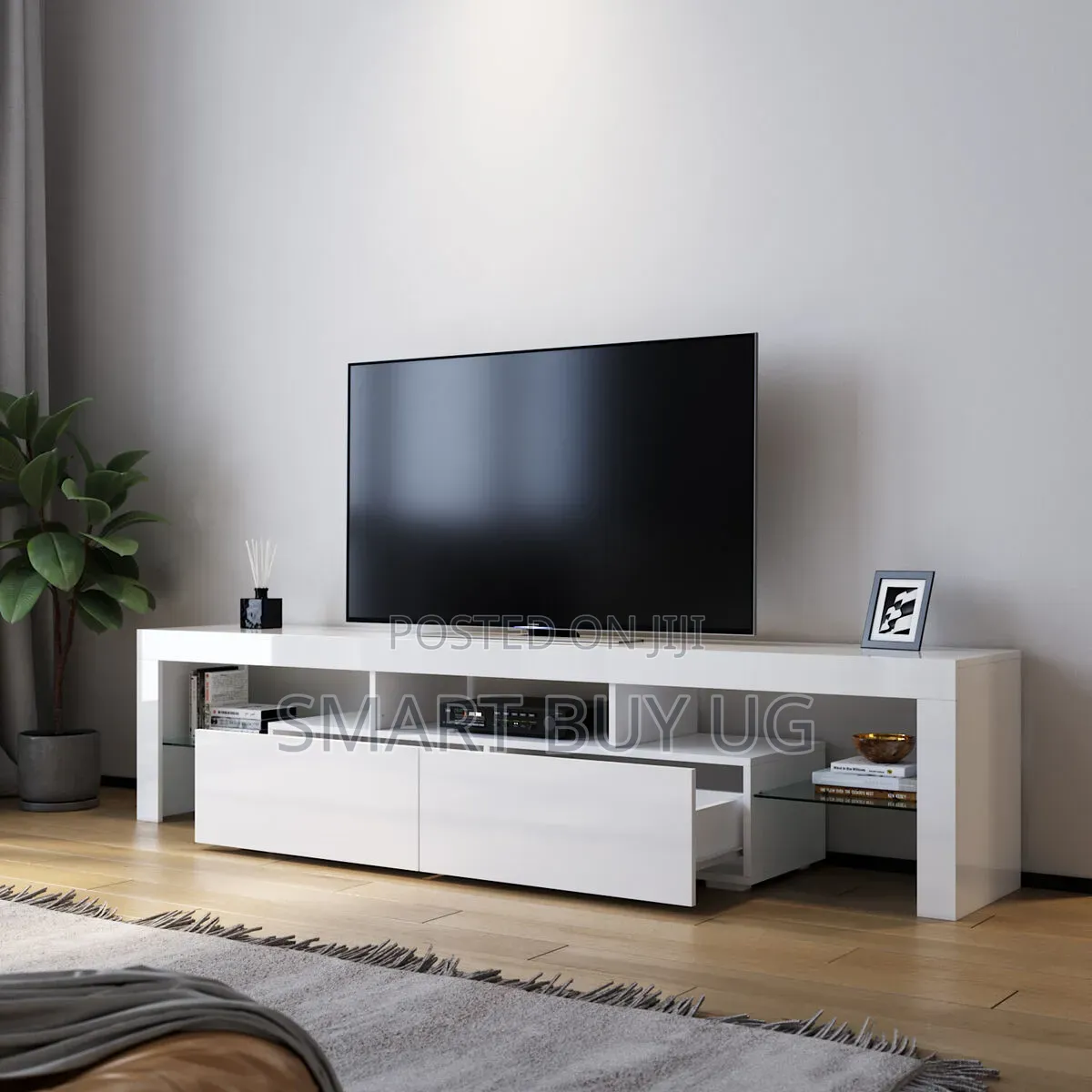 White Tvstand 6ft TV Stand Unit Storage White