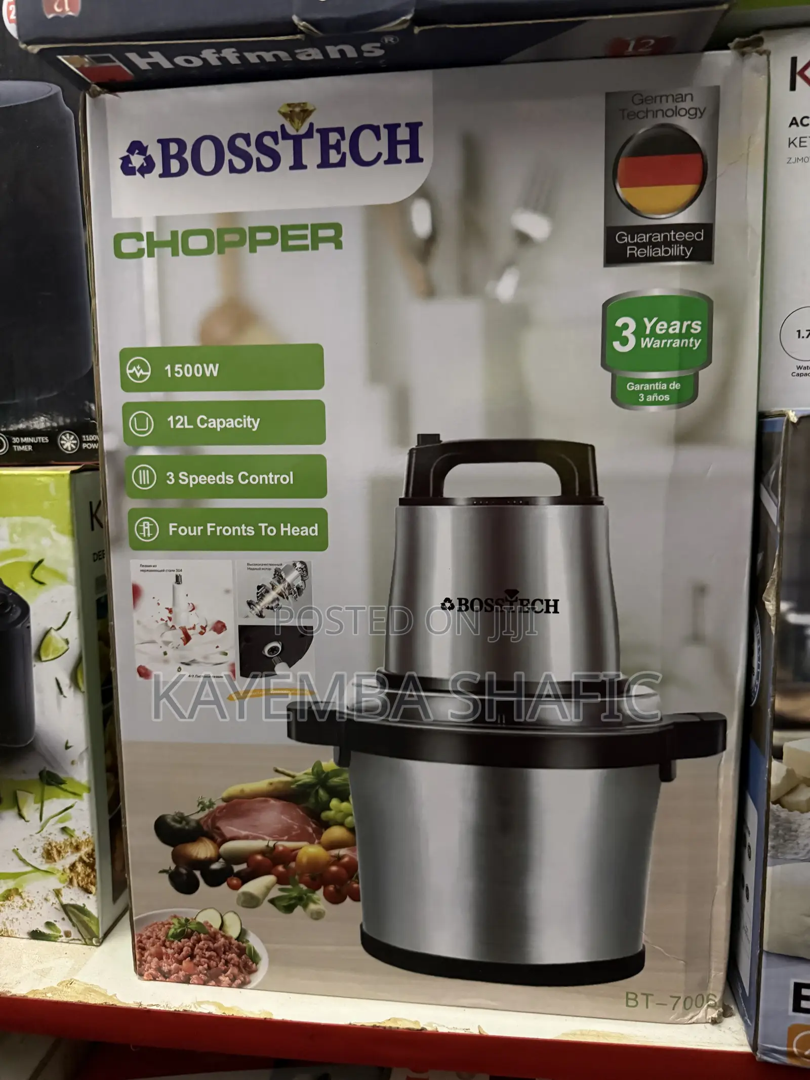 BOSSTECH 12L Electric Food Chopper & Meat Grinder - 1500W Heavy Duty