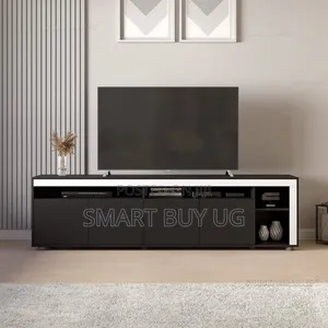 Simple Tvstand 6ft Black TV Stand Unit Bianca Wall Black