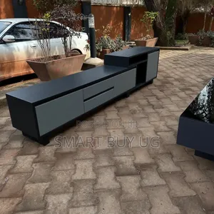 Black Tvstand 7ft Wooden TV Stand Unit With Drawers Gray
