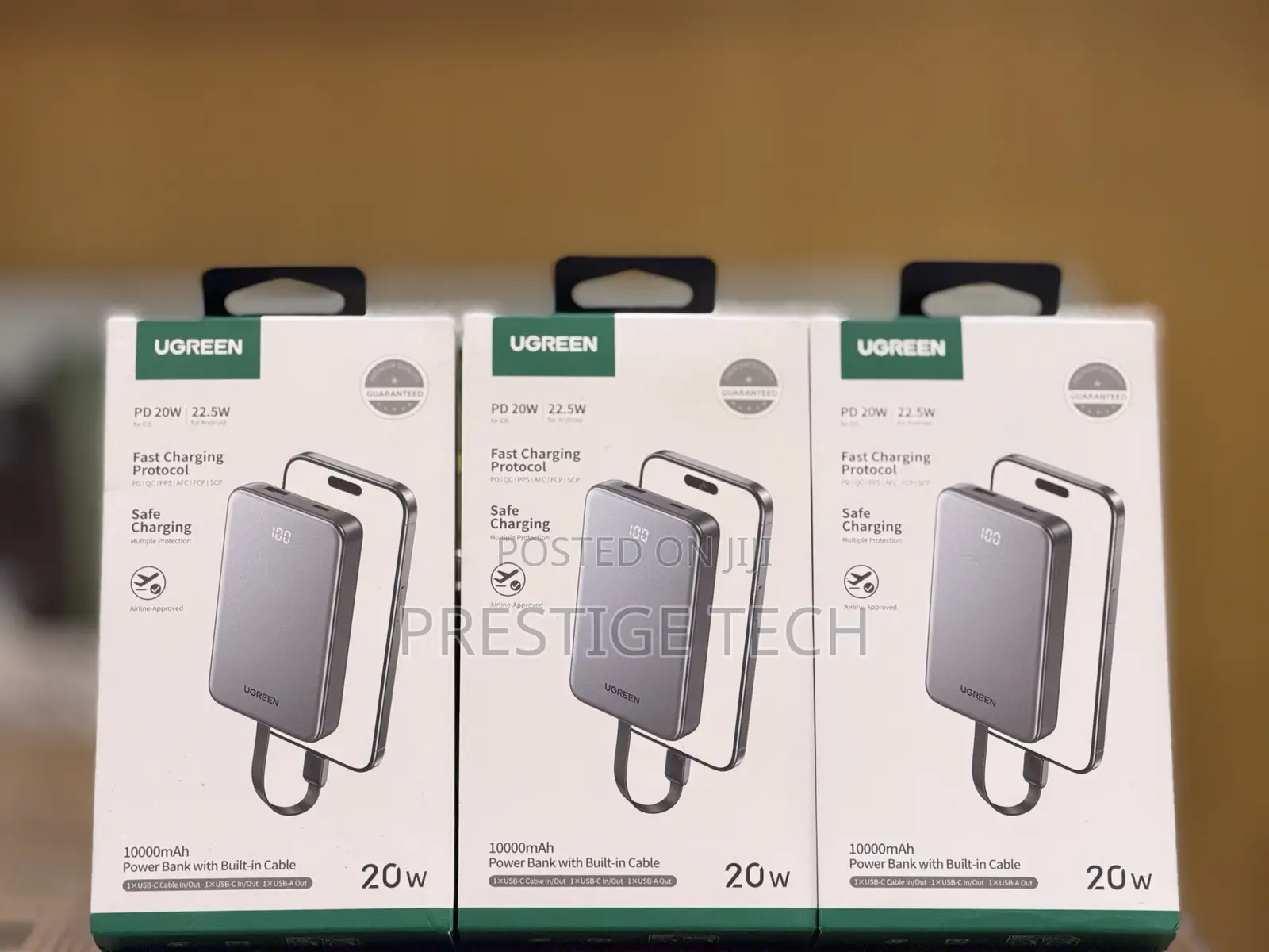 Ugreen 10000mah 22.5W Power Bank With Built in USB C Cable