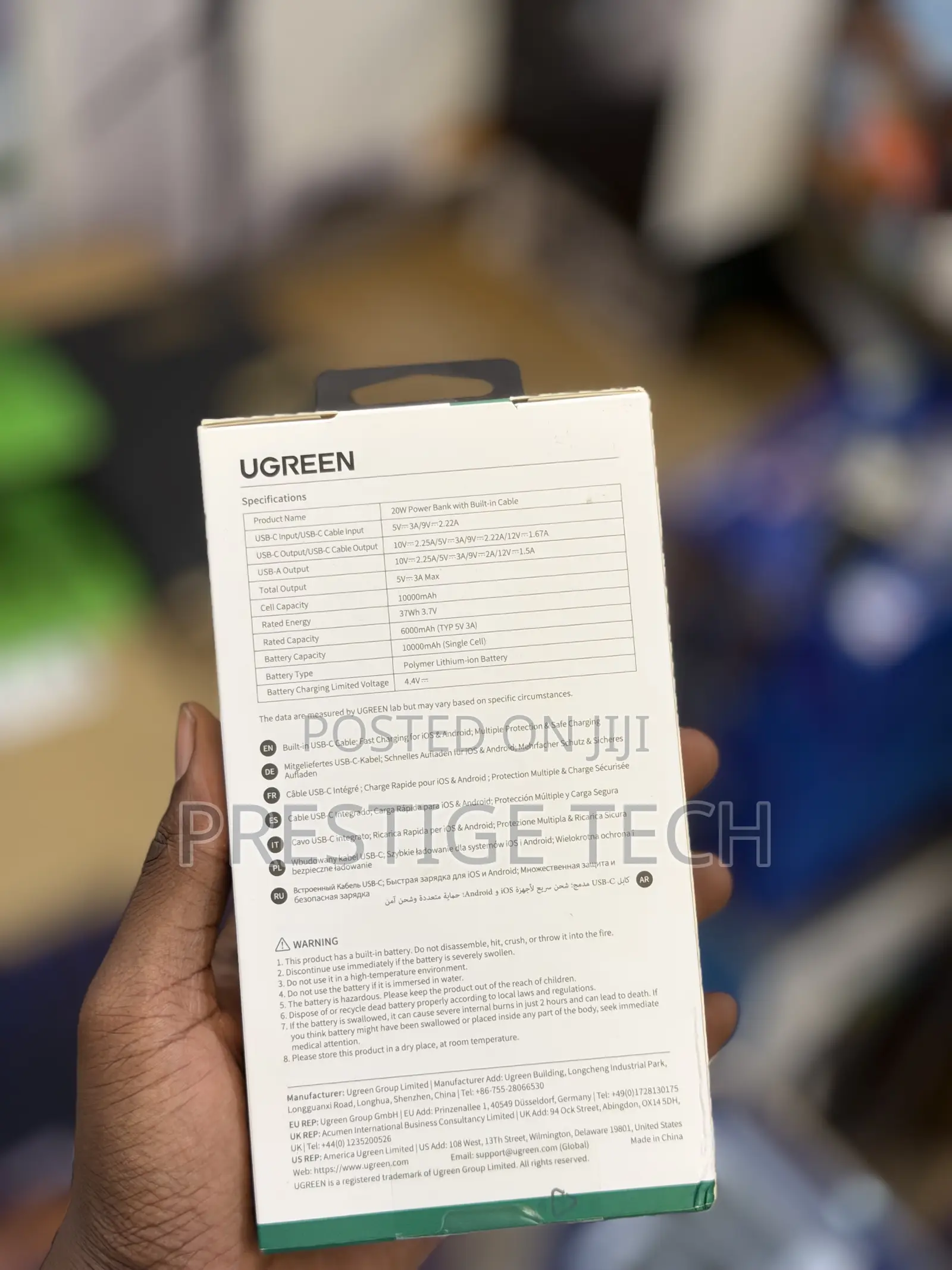 Ugreen 10000mah 22.5W Power Bank With Built in USB C Cable