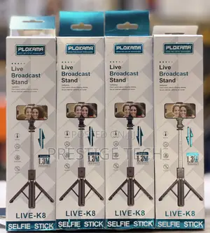 Plokama Live K8 Selfie Stick Tripod 1.3m Height With Bluetooth Remote