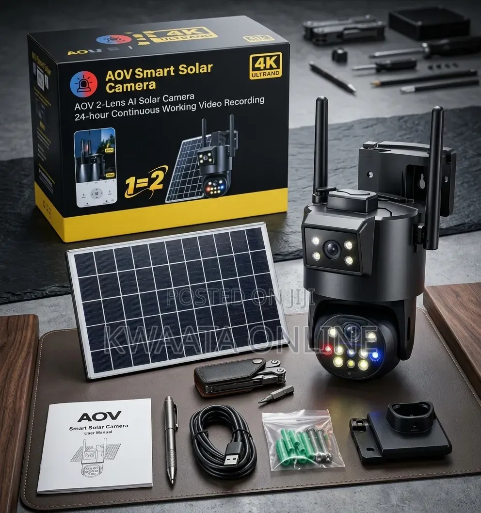 AOV 4K Ultra HD Dual-Lens 4G LTE Sim Card Solar PTZ Security Camera