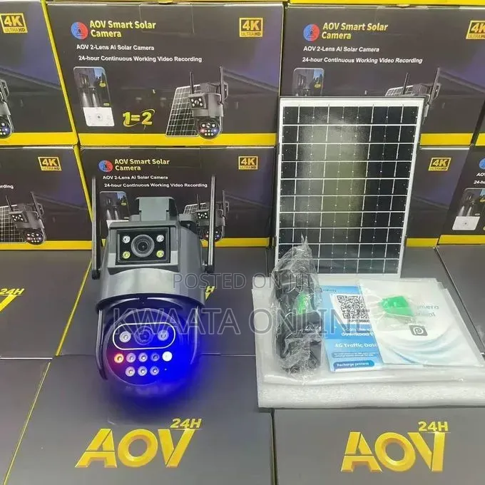 AOV 4K Ultra HD Dual-Lens 4G LTE Sim Card Solar PTZ Security Camera
