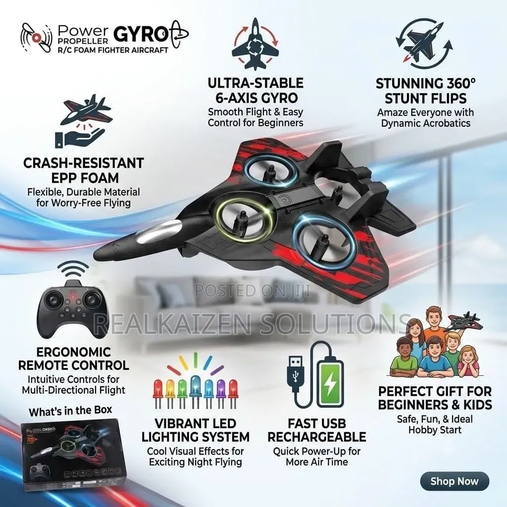 Power Gyro R/C Foam Fighter Aircraft With Wireless Remote Controller