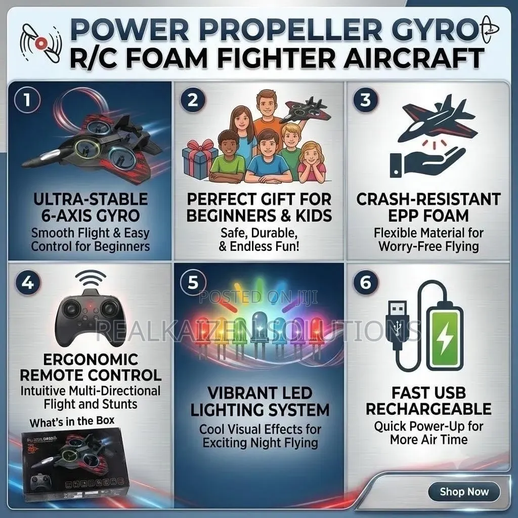 Power Gyro R/C Foam Fighter Aircraft With Wireless Remote Controller