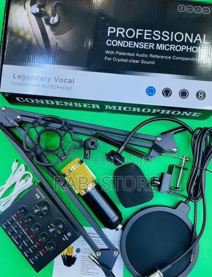 Podcast Equipment Bundle, BM-800 Mic Kit With V8S Live Sound Card