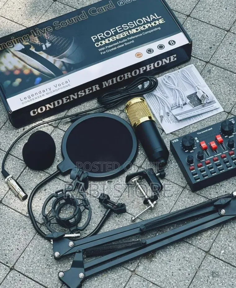 Podcast Equipment Bundle, BM-800 Mic Kit With V8S Live Sound Card