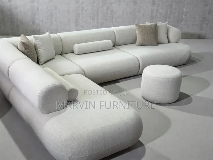 White Sofa Set L Shep 5 Seaters