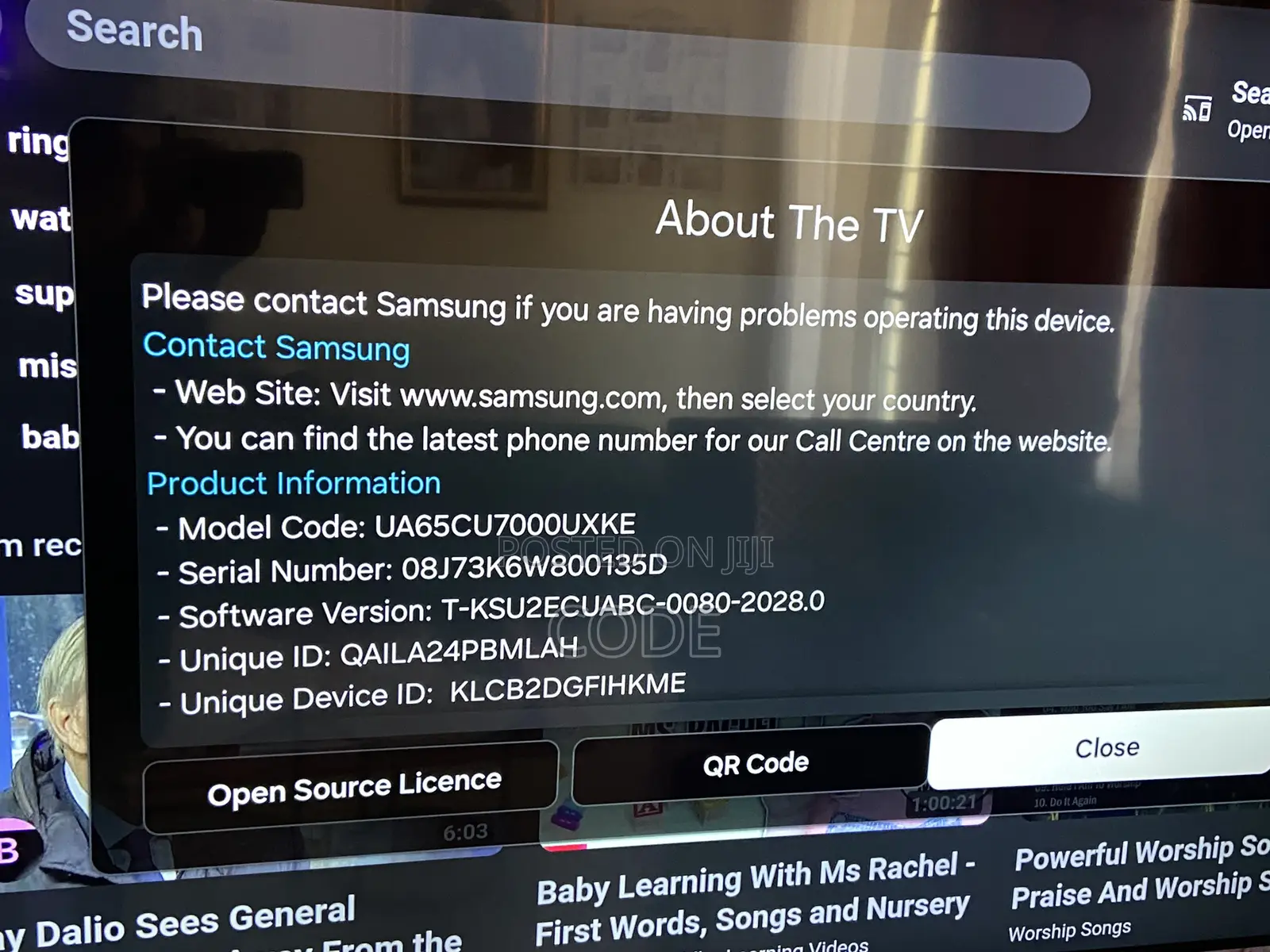 Samsung 65"inches Crystal UHD 4K Smart TV