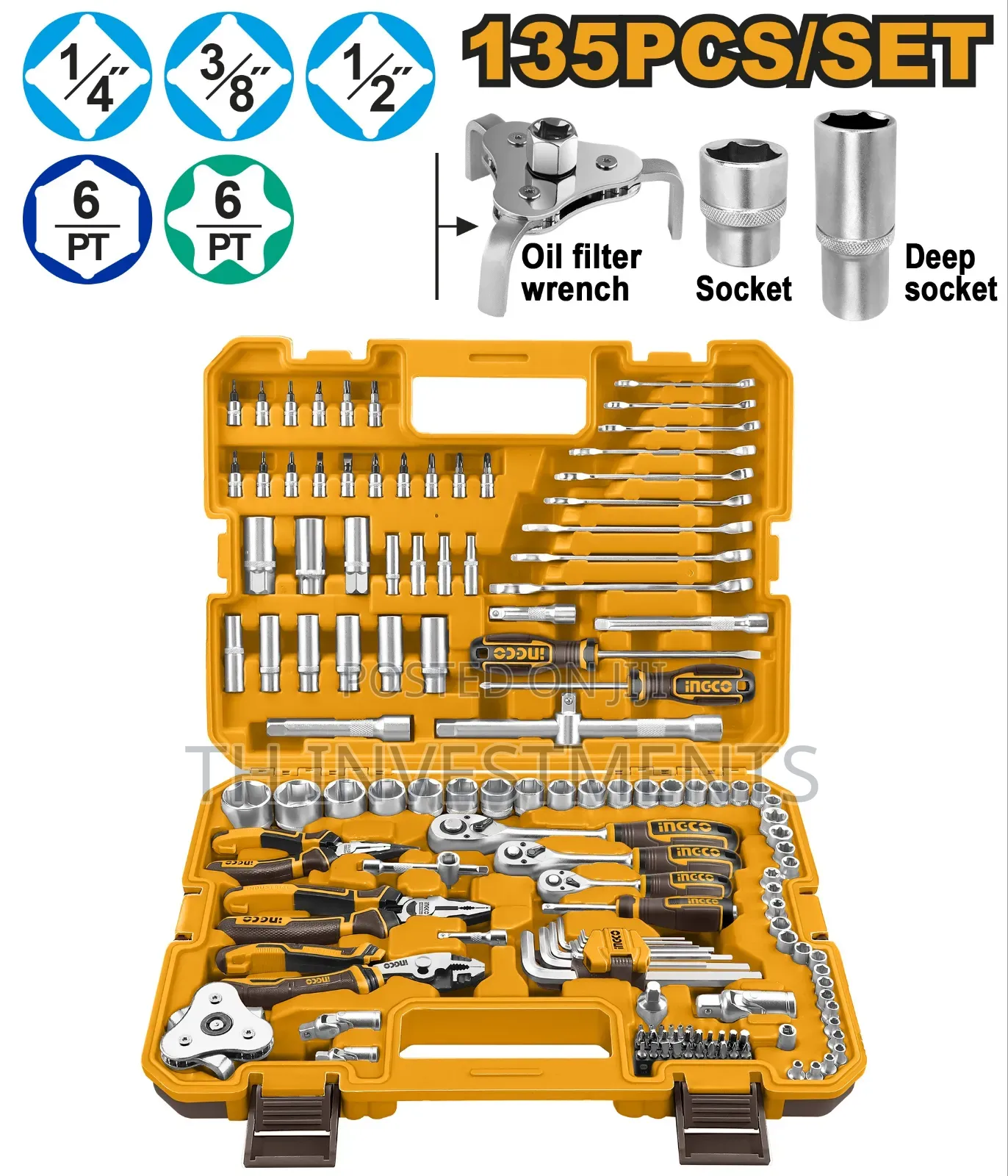Ingco 135pcs Combination Hand Tool Set Hkthp21351