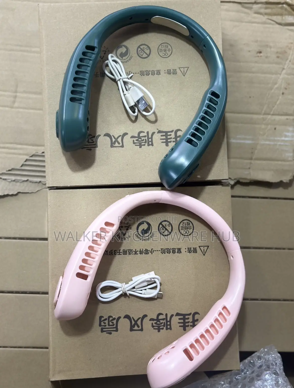 Portable USB-rechargeable Bladeless Neck Fans Available in Green& Pink