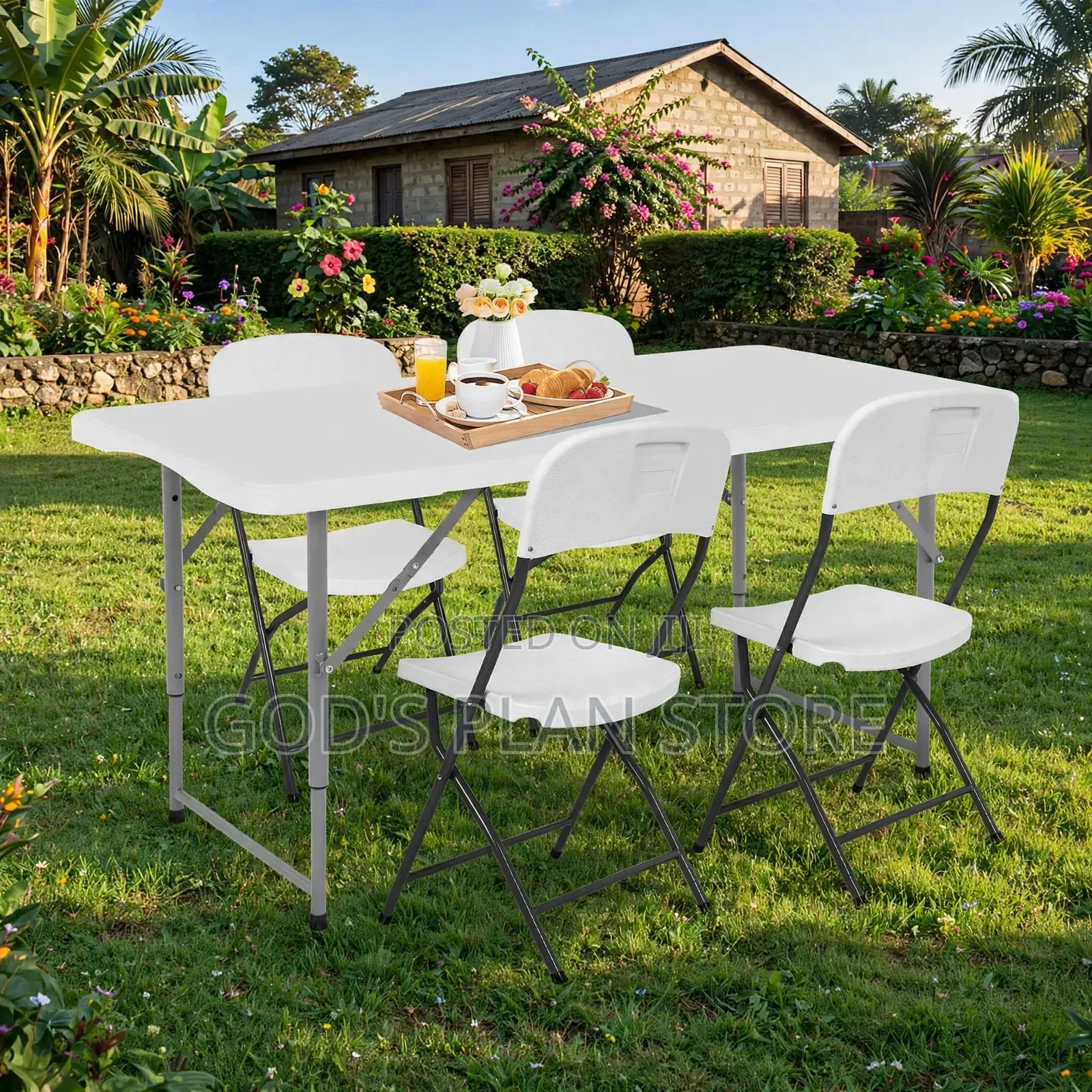Home Picnic Outdoor Dining Foldable Table and Chairs