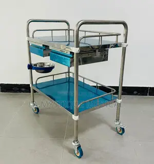 Stainless Steel Trolley With Double Drawers