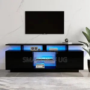 Tvstand/TV Stands With Drawers Led Lights/Black Tvstand/TV Stands