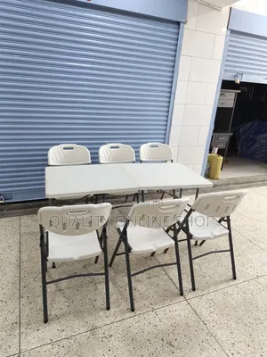 1.5m Foldable Dining Table and Chairs Plastic Table and Chairs