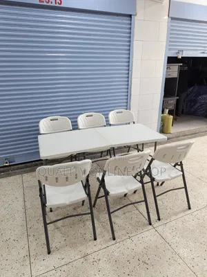 1.5m Foldable Dining Table and Chairs Plastic Table and Chairs