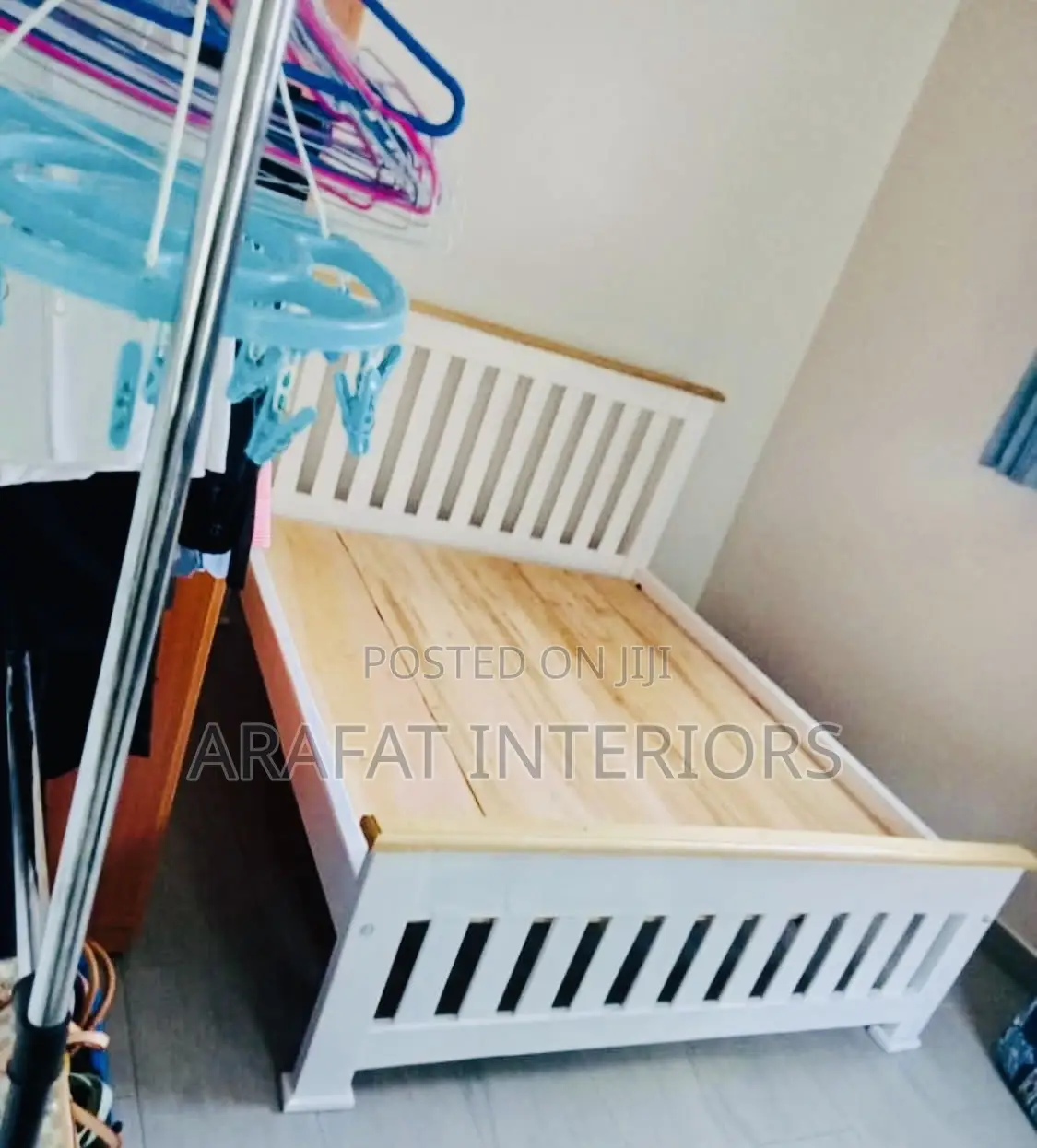 Beautiful Two-Tone Wooden Bed Frame in Excellent Condition.