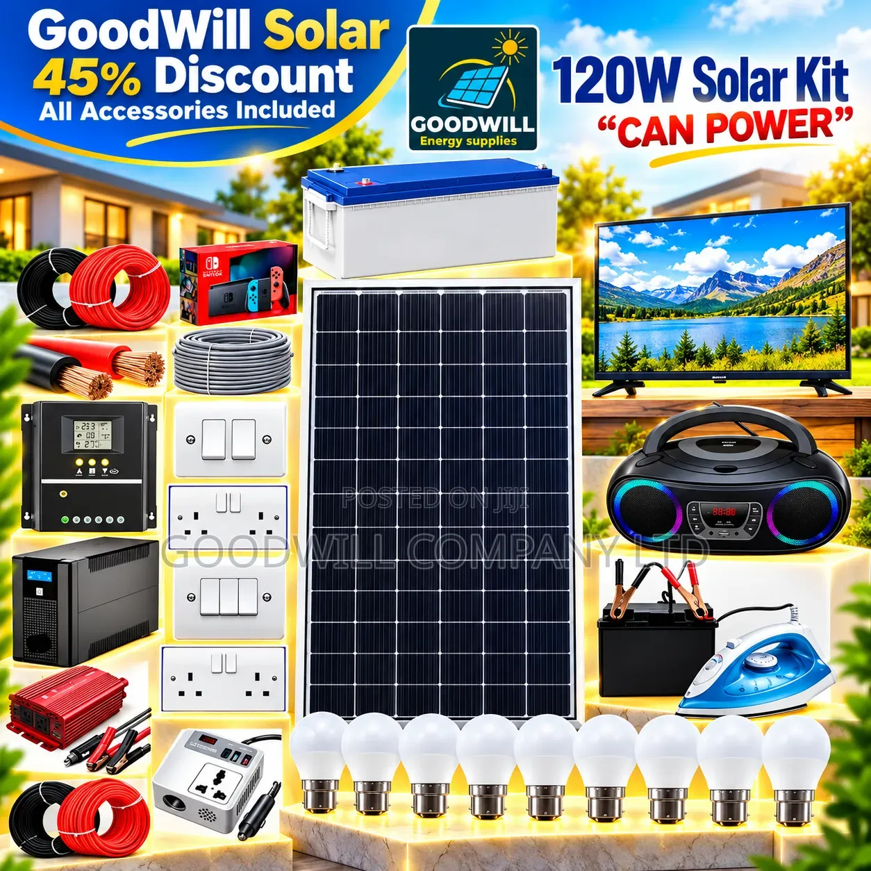 120w Clean Energy Solar System Full Kit