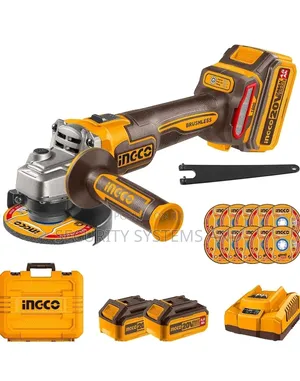 INGCO 20V Cordless Angle Grinder 115mm,3 Speed, 2 Batteries