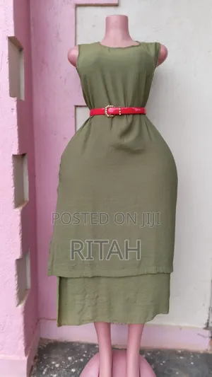 Beautiful Olive Green Sleeveless Midi Dress