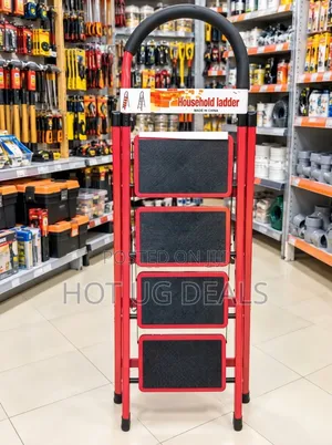 4-Step Foldable Ladder With Anti-Slip Wide Pedals and Safety Handrail