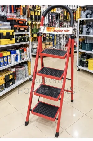 4-Step Foldable Ladder With Anti-Slip Wide Pedals and Safety Handrail