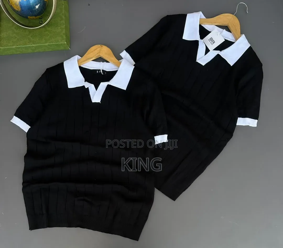 Sleeve Trim Design Knitted Shirts
