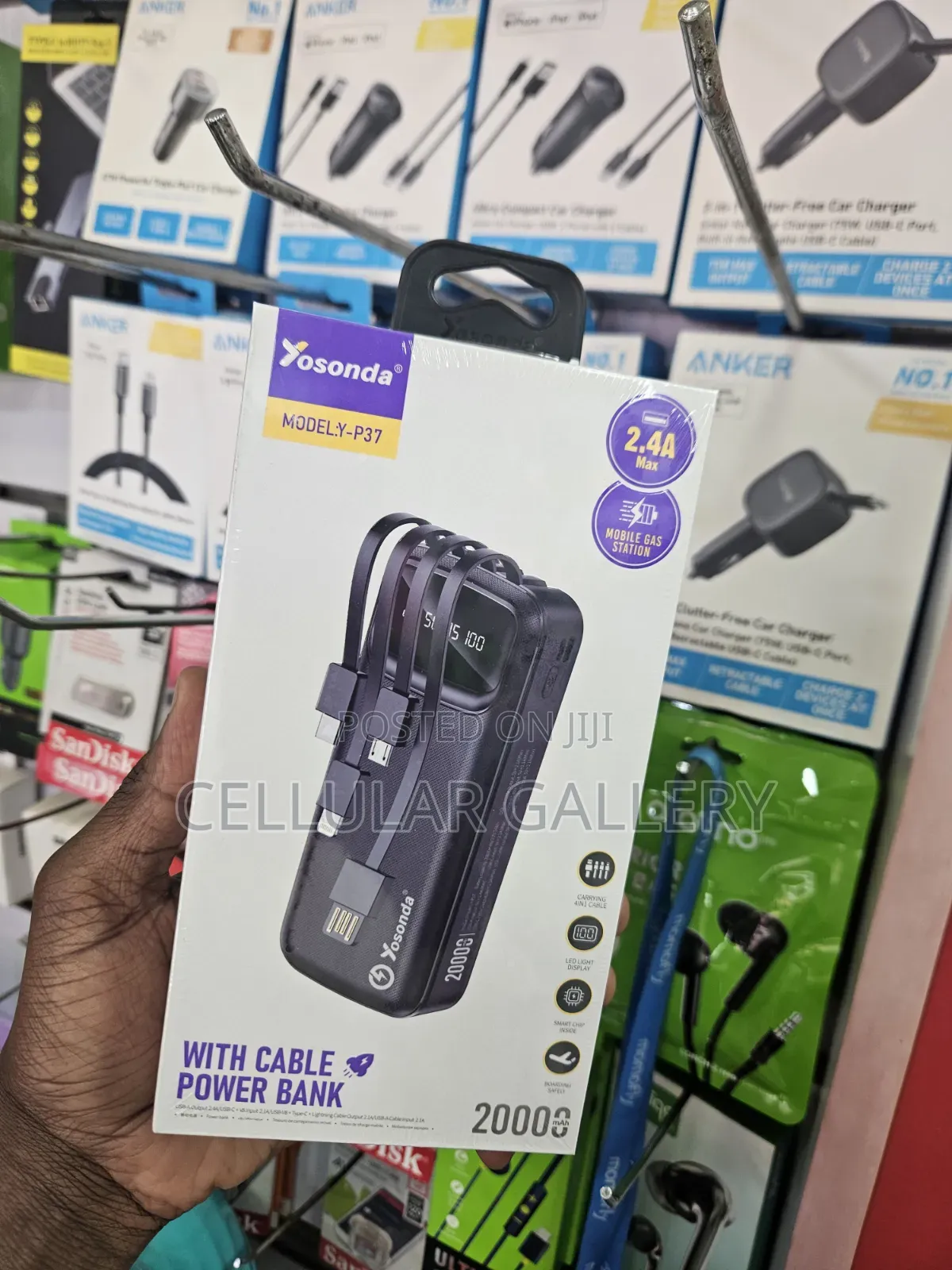 Power Bank 20,000mAh Built-in Cables