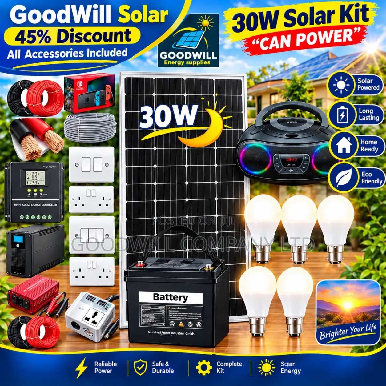 30w Clean Energy Solar System Full Kit