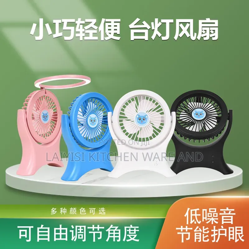 3-in-1 Desk Fan With LED Lamp Foldable Rechargeable for Home or Office