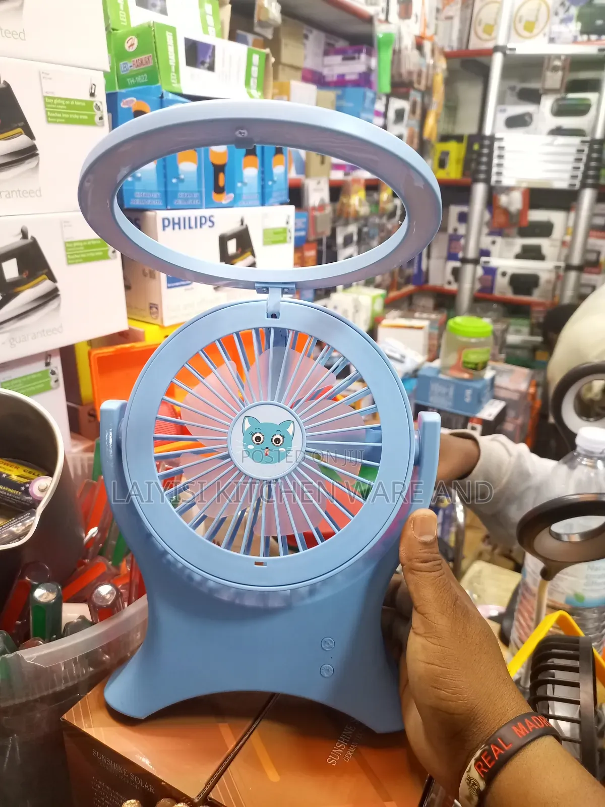 3-in-1 Desk Fan With LED Lamp Foldable Rechargeable for Home or Office