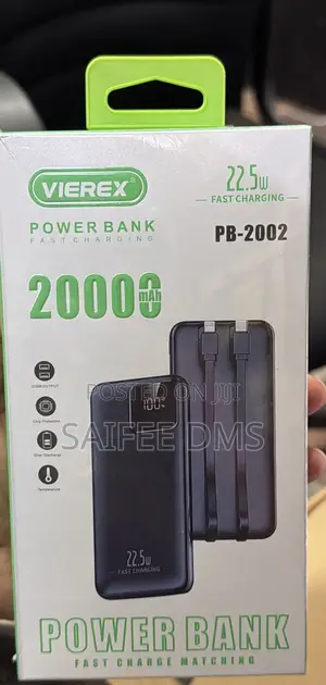 VIEREX 20000mAh 22.5W Fast Charging Power Bank With Built-in Cables