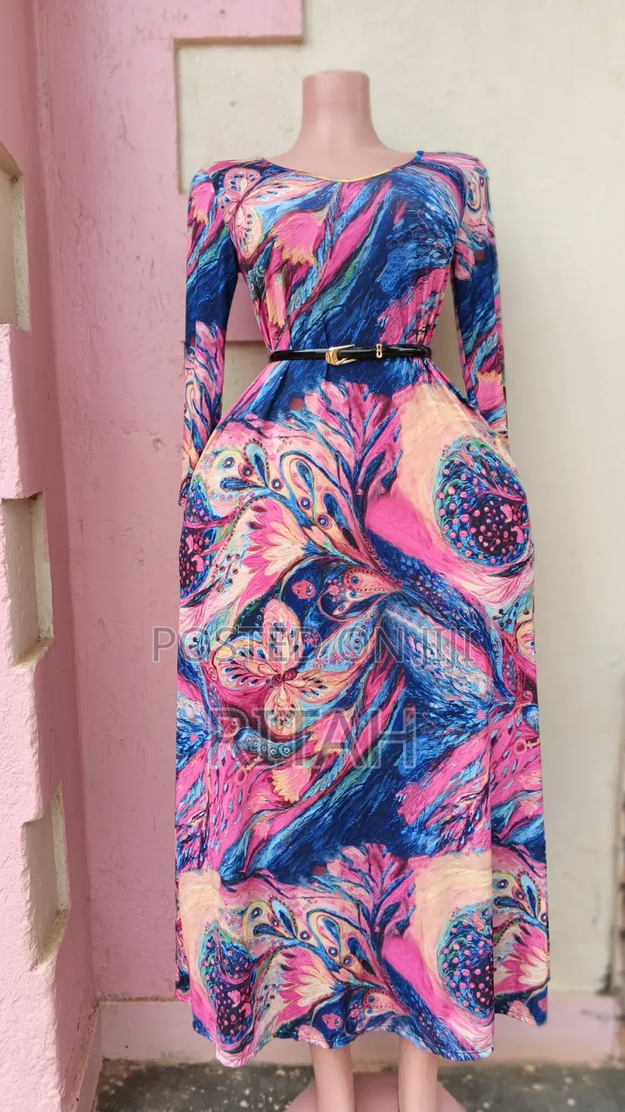 Elegant Multicolour Printed Long Dress for Sale