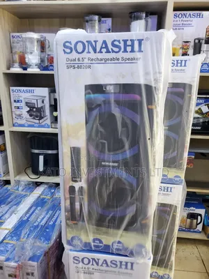 Sonashi SPS-8020R Dual 6.5-Inch Rechargeable Bluetooth Speaker.