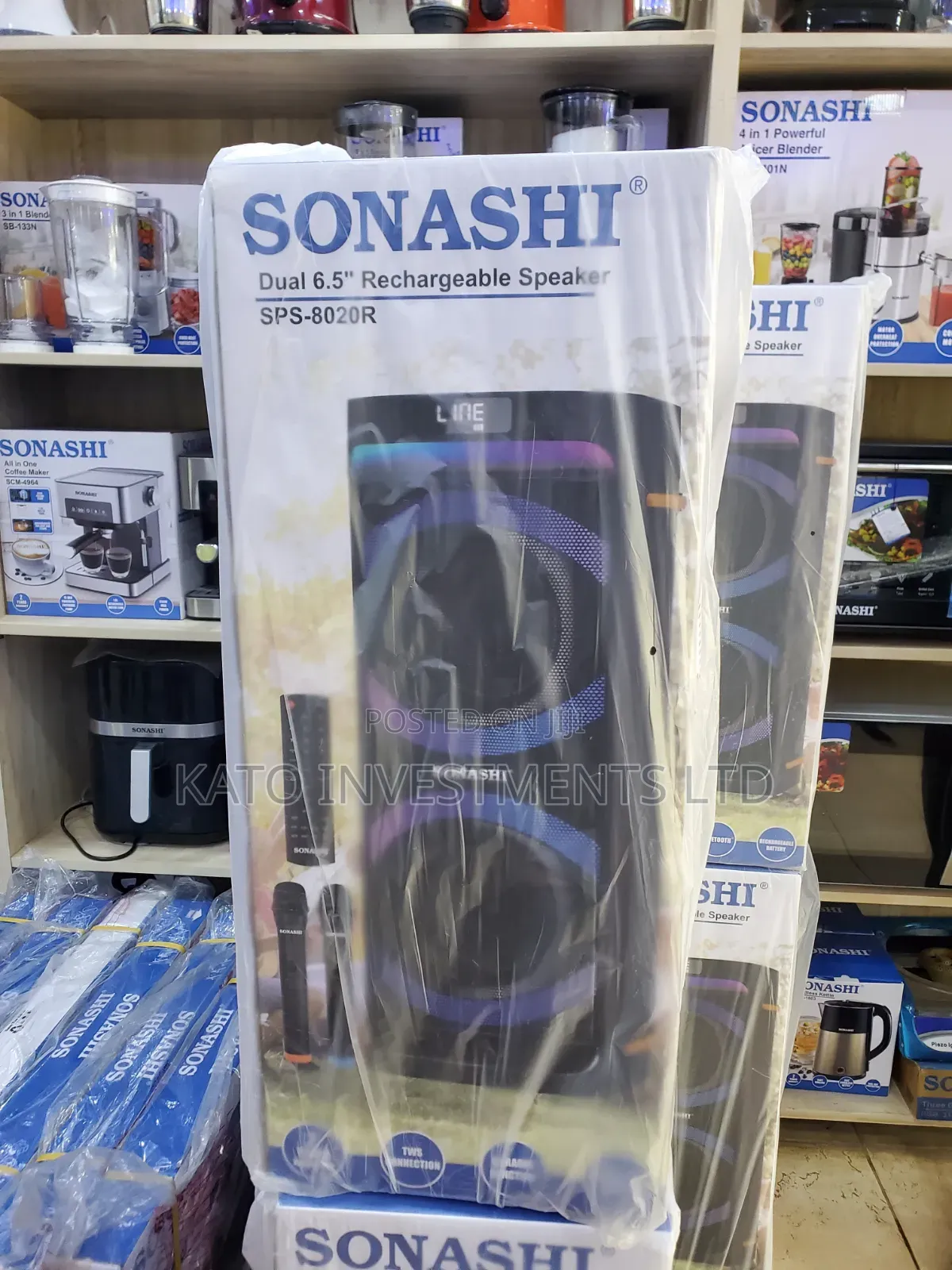 Sonashi SPS-8020R Dual 6.5-Inch Rechargeable Bluetooth Speaker.