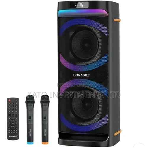Sonashi SPS-8020R Dual 6.5-Inch Rechargeable Bluetooth Speaker.